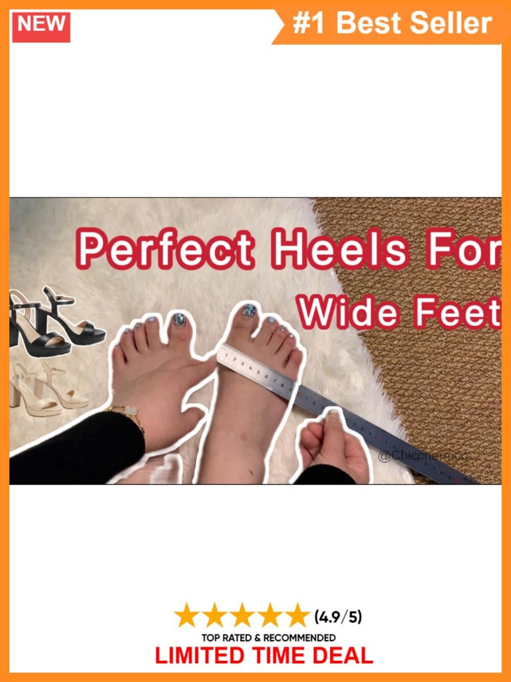 Wide Width Block Heel Platform Sandals with Ankle Strap Faux Leather Heels - Picture 6 of 6